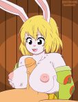  anime_eyes anthro asian_clothing balls big_breasts blonde_hair breast_play breasts carrot_(one_piece) clothing cute_expression duo ears_up east_asian_clothing erection female genitals hair hi_res japanese_clothing kimono lagomorph leporid male male/female mammal nipples one_piece penis rabbit sex snailbail22 titfuck 