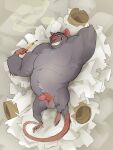  anthro coconutmilkyway dakimakura_design disney genitals leechseed male mammal murid murine overweight overweight_male penis professor_padraic_ratigan_(disney) rat rodent smoking solo the_great_mouse_detective 