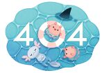  404 :3 :d alpha_transparency animal_focus artist_request axolotl bad_source blue_background chibi closed_eyes from_above http_status_code innertube looking_at_viewer looking_up no_humans octopus official_art on_water pixiv shark_fin smile solid_circle_eyes water 