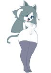  &lt;3 anthro black_clothing black_legwear black_stockings clothed clothing female gesture grey_hair hair hss_dada legwear looking_at_viewer simple_background simple_eyes solo stockings temmie_(undertale) thigh_highs undertale undertale_(series) white_body 