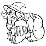  big_breasts big_butt boots breasts butt clothing devious footwear hair hat headgear headwear invalid_tag line_art long_hair presenting presenting_hindquarters puffylover69 witch_hat 