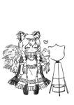  absurdres animal_ear_fluff animal_ears arknights bead_necklace beads bell blanchat braid grey_eyes grey_thighhighs greyscale highres holding holding_bell jewelry leopard_ears leopard_girl leopard_tail monochrome necklace pramanix_(arknights) side_braids tagme tail thighhighs 