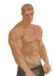  1boy abs bara black_male_underwear boxers cowboy_shot highres horikwawataru large_pectorals long_sideburns looking_at_viewer male_focus male_underwear muscular muscular_male nipples original pectorals short_hair sideburns sketch solo stomach thick_eyebrows topless_male underwear 