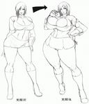  abs breast_expansion breasts bursting_breasts chinbotsu cleavage contrapposto copyright_request covered_nipples curvy growth high_heels huge_breasts muscle panties pantyshot shoes standing transformation underwear variations wide_hips 