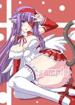  animal_ears breasts cat_ears cat_tail cleavage cosplay dream_c_club dream_c_club_(series) eyepatch jema large_breasts long_hair mari_(dream_c_club) mari_(dream_c_club)_(cosplay) patchouli_knowledge purple_eyes purple_hair sample solo tail thighhighs touhou wings 