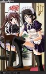  absurdres black_hair black_legwear brown_hair highres hina_asuka koshimizu_takayuki maid maid_headdress memories_off memories_off#5 mishima_kazuki multiple_girls purple_eyes thighhighs zettai_ryouiki 