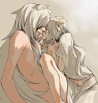  2boys animal_ears cat_ears catboy eyes_closed grey_hair kiss lamento long_hair male male_focus multiple_boys very_long_hair yaoi 