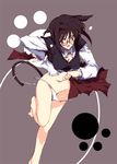  abimaru animal_ears barefoot blush breasts cat_ears cleavage copyright_request glasses large_breasts panties solo tail underwear undressing 