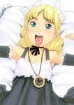  bad_id bad_pixiv_id bed blonde_hair blue_eyes lying masao open_mouth original solo tongue upper_body 