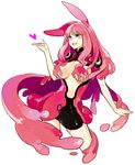  animal_ears blue_eyes blush blush_stickers breasts bunny_ears goo_girl large_breasts melona monster_girl pink_hair prehensile_hair queen's_blade revealing_clothes solo starshadowmagician 