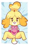  animal_crossing bed canid canine canis clothing clothing_lift cosplay domestic_dog dress dress_lift female hearlesssoul isabelle_(animal_crossing) lying mammal mario_bros nintendo panties panties_aside princess_peach pussy skirt skirt_lift solo underwear underwear_aside video_games 