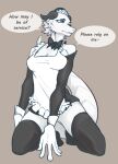  &lt;3 &lt;3_eyes anthro big_breasts blue_eyes bow_ribbon breasts clothing dragon female gloves handwear horn huge_breasts legwear maid_uniform raised_tail solo submissive submissive_female tail thigh_highs uniform white_body 