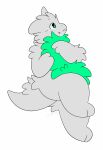  ambiguous_gender anthro blush blush_lines dragon fluffy fluffy_tail green_body green_eyes grey_body hi_res snuffles solo tail 
