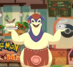  ambiguous_gender anthro apron barista beverage clothing coffee food fruit grafayay hat headgear headwear hisuian_form hisuian_typhlosion menu nintendo pancake plant pokemon pokemon_(species) pokemon_cafe_mix regional_form_(pokemon) solo 