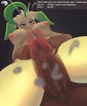  absurd_res amber_eyes anthro areola bodily_fluids brown_body brown_fur cum cum_on_camera duo eevee eeveelution ejaculation english_text erect_nipples erection fan_character female fur generation_1_pokemon generation_4_pokemon genital_fluids hi_res kyuq leafeon looking_at_viewer male male/female nintendo nipples pink_areola pink_nipples pokemon pokemon_(species) sex simple_background steevee_the_eevee text thigh_sex yellow_body yellow_fur 