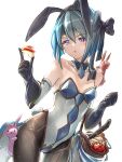  1girl absurdres alternate_costume animal_ears bangs bare_shoulders basket beruka_(fire_emblem) black_pantyhose blue_hair bow breasts choker clear_glass_(mildmild1311) cosplay cowboy_shot fake_animal_ears fire_emblem fire_emblem_awakening fire_emblem_fates fire_emblem_heroes gloves hair_between_eyes hair_bow headband highres holding holding_basket leotard looking_at_viewer open_mouth pantyhose playboy_bunny purple_eyes rabbit rabbit_ears rabbit_tail severa_(fire_emblem) severa_(fire_emblem)_(cosplay) severa_(spring)_(fire_emblem) short_hair small_breasts tail 