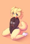  2023 absurd_res alternate_version_at_source anthro blush bottomwear breasts canid canine canis clothed clothing collar cropped_hoodie digital_media_(artwork) domestic_dog female female_anthro floppy_ears footwear fur hair hi_res hoodie hotpants jupiter_europe kemono leash looking_at_viewer mammal shoes shorts sitting sneakers solo topwear under_boob wariza 