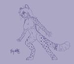  2022 action_pose anthro breasts cheetah digitigrade featureless_breasts featureless_crotch felid feline female foony fur hair hi_res long_hair mammal markings mihari nude pose sketch solo spots spotted_body 