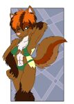  abstract_background bikini blue_eyes clothing female gulonine hair mammal mustelid musteline orange_hair swimwear tabbiewolf wolverine 