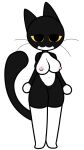  alpha_channel anthro big_breasts black_body breasts domestic_cat featureless_crotch felid feline felis female gloves_(marking) gooblie_2 leg_markings looking_at_viewer mammal markings nipples nude simple_background socks_(marking) solo tail transparent_background whiskers yellow_sclera 