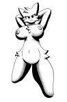  absurd_res anthro breasts felid feline female fur hi_res looking_at_viewer mammal monochrome nipples nude rhaso silly_cat_(mauzymice) solo 