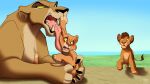  blush cheek_lick claws disney face_lick fangs felid female feral group hi_res kopa_(the_lion_king) licking lion looking_at_another lying male mammal namygaga on_front open_mouth pantherine teeth the_lion_king tongue tongue_out trio vitani_(the_lion_king) zira_(the_lion_king) 