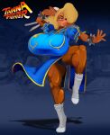  activision anthro bandicoot big_breasts blonde_hair boots bracelet breasts brown_body brown_fur capcom chun-li clothing cosplay crabtopus crash_bandicoot_(series) crossover crossover_cosplay female footwear fur hair hi_res huge_breasts jewelry leggings legwear leotard lips mammal marsupial muscular muscular_anthro muscular_female muscular_thighs pantyhose solo spiked_bracelet spikes street_fighter tawna_bandicoot thick_thighs top_heavy 