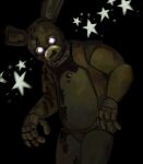  2023 animatronic anthro black_background button_(fastener) digital_media_(artwork) five_nights_at_freddy&#039;s five_nights_at_freddy&#039;s_(film) five_nights_at_freddy&#039;s_3 glowing glowing_eyes hi_res humanoid hunched_over lagomorph leporid looking_at_viewer looming machine male mammal open_mouth rabbit robot scottgames shaded shockpinkrosary simple_background solo spring_bonnie_(fnaf) springtrap_(fnaf) star teeth white_eyes william_afton_(fnaf) yellow_body 