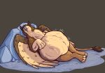  abdominal_bulge after_vore avian beak brown_body brown_fur diego_(thatgryphonguy) digestion eyes_closed feral fur gryphon lying male mythological_avian mythology on_back rock sleeping spots tan_body tan_fur thatgryphonguy vore wings 