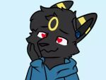  &lt;3 &lt;3_eyes 4:3 animated animated_png anthro blinking clothing eeveelution generation_2_pokemon hand_on_cheek hand_on_head hand_to_face hearing_aid hoodie male nintendo pokemon pokemon_(species) richiebre short_playtime smile solo topwear umbreon 