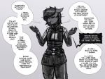  anthro civil_protection_(half-life_2) dialogue earth_pony english_text equid equine eyes_closed fan_character female gesture hasbro horse mammal monochrome my_little_pony police police_officer pony radio replica_(artist) replica_(oc) shrug text 