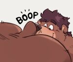  2023 anthro bear bearafterall blush body_hair boop brown_body brown_fur butt butt_hair duo english_text face_in_ass faceless_character fur hair icon jan_(bearafterall) male male/male mammal short_tail simple_background solo_focus tail telegram_sticker text 