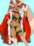  anthro bikini breasts brown_body brown_fur clothed clothing female fur generation_4_pokemon hi_res kame_3 looking_at_viewer lopunny nintendo pokemon pokemon_(species) simple_background solo swimwear 