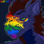  absurd_res blakixtekzer_(artist) dragon headshot_(disambiguation) hi_res icon male male/male neon pride smile 