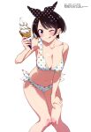  absurdres bikini breasts cleavage food highres hirayama_kanna ice_cream kanojo_okarishimasu looking_at_viewer magazine_scan megami_magazine midriff navel non-web_source official_art scan swimsuit thighs 