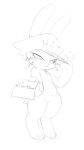  &lt;3 2023 absurd_res anthro blush clothing digital_drawing_(artwork) digital_media_(artwork) english_text female headgear headwear hi_res jenny_jeungman kekitopu lagomorph leporid mammal meme meme_clothing monochrome phone_number rabbit sketch solo text thick_thighs 