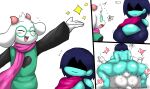  &lt;3 ambiguous_penetration anthro anthro_penetrating anthro_penetrating_human ball biped blue_body bovid breasts caprine cleavage clothed clothing deltarune dominant dominant_female duo enigi09 exclamation_point female female_penetrated from_front_position goat hi_res human human_on_anthro human_penetrated interspecies kris_(deltarune) male male/female male_penetrating male_penetrating_female mammal mating_press open_mouth penetration ralsei scarf sex simple_background smile undertale_(series) white_background 