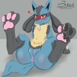  &lt;3 1:1 2023 3_toes absurd_res anus blue_body blue_fur blush blushing_profusely body_blush butt butt_blush chest_spike clitoris digitigrade discord_(app) feet female flat_chested fluffy foot_focus fur generation_4_pokemon genitals grey_body grey_fur grey_markings hand_spike hi_res lucario markings mottled mottled_pawpads nervous nintendo patreon pawpads paws pokemon pokemon_(species) presenting presenting_anus presenting_hindquarters presenting_pussy pussy red_eyes simple_background sitting smile solo spikes spikes_(anatomy) text toes url yellow_body yellow_fur yellow_markings zer0rebel4 