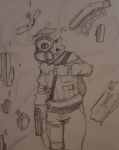  antennae_(anatomy) anthro apollo_caelum bag black_sclera clothing gas_mask gieeg gun hat headgear headwear hi_res hijackerdraws male mask metro_2033 post-apocalyptic ranged_weapon sketch solo weapon wool_clothing wool_hat wool_headwear 