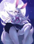  anthro carrot_(one_piece) clothed clothing female fur hair hi_res lagomorph leporid mammal moon one_piece panties purrynx rabbit red_eyes seductive solo underwear white_body white_fur white_hair 