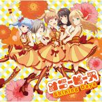  5girls :d absurdres album_cover blonde_hair blue_eyes braid brown_hair cover double_bun hair_bun hairband high_heels highres hyodou_shizuku ichinose_rei idoly_pride kawasaki_sakura_(idoly_pride) long_hair looking_at_viewer multiple_girls official_art one_eye_closed open_mouth purple_eyes red_eyes saeki_haruko_(idoly_pride) shiraishi_chisa short_hair smile sunny_peace twintails uniform 