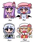  &gt;_&lt; 4girls :d apple_inc. ascot bat_wings blonde_hair blue_bow blunt_bangs blush_stickers bow braid cable commentary crescent crescent_hat_ornament cropped_torso crystal digital_media_player earbuds earphones english_commentary english_text fang flandre_scarlet green_bow grey_hair hair_bow half-closed_eyes hat hat_bow hat_ornament hat_ribbon heart heart-shaped_pupils holding holding_tablet_pc ipad ipaid_(meme) ipod izayoi_sakuya jitome light_purple_hair loneoni long_hair maid maid_headdress medium_hair meme mob_cap multiple_girls no_mouth open_mouth patchouli_knowledge puffy_sleeves purple_eyes purple_hair red_bow red_eyes remilia_scarlet ribbon short_hair sidelocks simple_background skin_fang smile solid_oval_eyes star-shaped_pupils star_(symbol) symbol-shaped_pupils tablet_pc touhou triangle_mouth twin_braids white_background wings xd yellow_ascot 