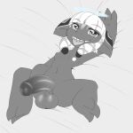  1:1 2019 3_toes accessory asura balls bed breasts camychan ear_ornament eyebrow_through_hair eyebrows feet furniture genitals glistening glistening_balls glistening_genitalia glistening_penis grey_body grey_skin greyscale guild_wars gynomorph hair hair_accessory halo hi_res hime_cut humanoid intersex looking_at_viewer lying lying_on_bed monochrome nipples on_back on_bed penis presenting presenting_penis sharp_teeth sketch small_breasts solo spread_legs spreading teeth toes tongue tongue_out translucent translucent_hair 