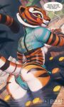  2023 anthro breasts butt clothing dialogue digital_media_(artwork) dreamworks english_text felid female hi_res kung_fu_panda mammal master_tigress nipples pantherine pixelsketcher solo speech_bubble text tiger 