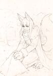  2016 animal_humanoid anubis_(mge) big_ears big_hands blush breath_cloud canid canid_humanoid canine canine_humanoid claws clothed clothing digital_media_(artwork) female fur hair hime_cut humanoid jackal_humanoid long_hair mammal mammal_humanoid monorus monster_girl_(genre) monster_girl_encyclopedia paws pyramid scarf sidelocks simple_background smile snow snow_sculpture snowing solo tail winter winter_clothing winter_coat 