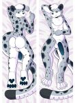  absurd_res anthro balls body_pillow butt dakimakura_design dakimakura_pillow erection felid fur genitals hi_res looking_at_viewer lying male mammal nude on_back pantherine penis pillow sakato_snowyn snow_leopard solo wolfyzeeb 