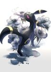 commentary_request eko_(wk_egg) flower highres looking_at_viewer looking_back no_humans pokemon pokemon_(creature) purple_eyes solo standing twitter_username umbreon watermark white_background 