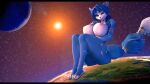  16:9 2023 3d_(artwork) 4k absurd_res anthro areola bedroom_eyes big_areola big_breasts blue_body blue_fur blue_hair breasts canid canine claws cosmic_background curvy_figure detailed_background digital_media_(artwork) earth feet female fingers fluffy fluffy_tail fox fur hair hi_res hourglass_figure huge_breasts krystal long_tail looking_at_viewer mammal moon multicolored_body multicolored_fur narrowed_eyes nintendo nipples nude seductive short_hair sitting small_waist smile solo source_filmmaker space space_background star_fox tail teal_eyes themanwithaquest thick_thighs toe_claws toes two_tone_body two_tone_fur voluptuous white_body white_fur wide_hips widescreen 
