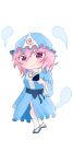  1girl absurdres blue_dress blue_headwear blue_kimono dress flip-flops highres japanese_clothes kimono non-web_source pink_eyes pink_hair saigyouji_yuyuko sandals socks touhou white_socks 