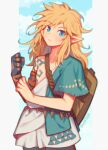  2023 blonde_hair blue_eyes clothing hair humanoid humanoid_pointy_ears hylian light_body light_skin link long_hair male markings nintendo not_furry signature solo tears_of_the_kingdom the_legend_of_zelda wusagi2 